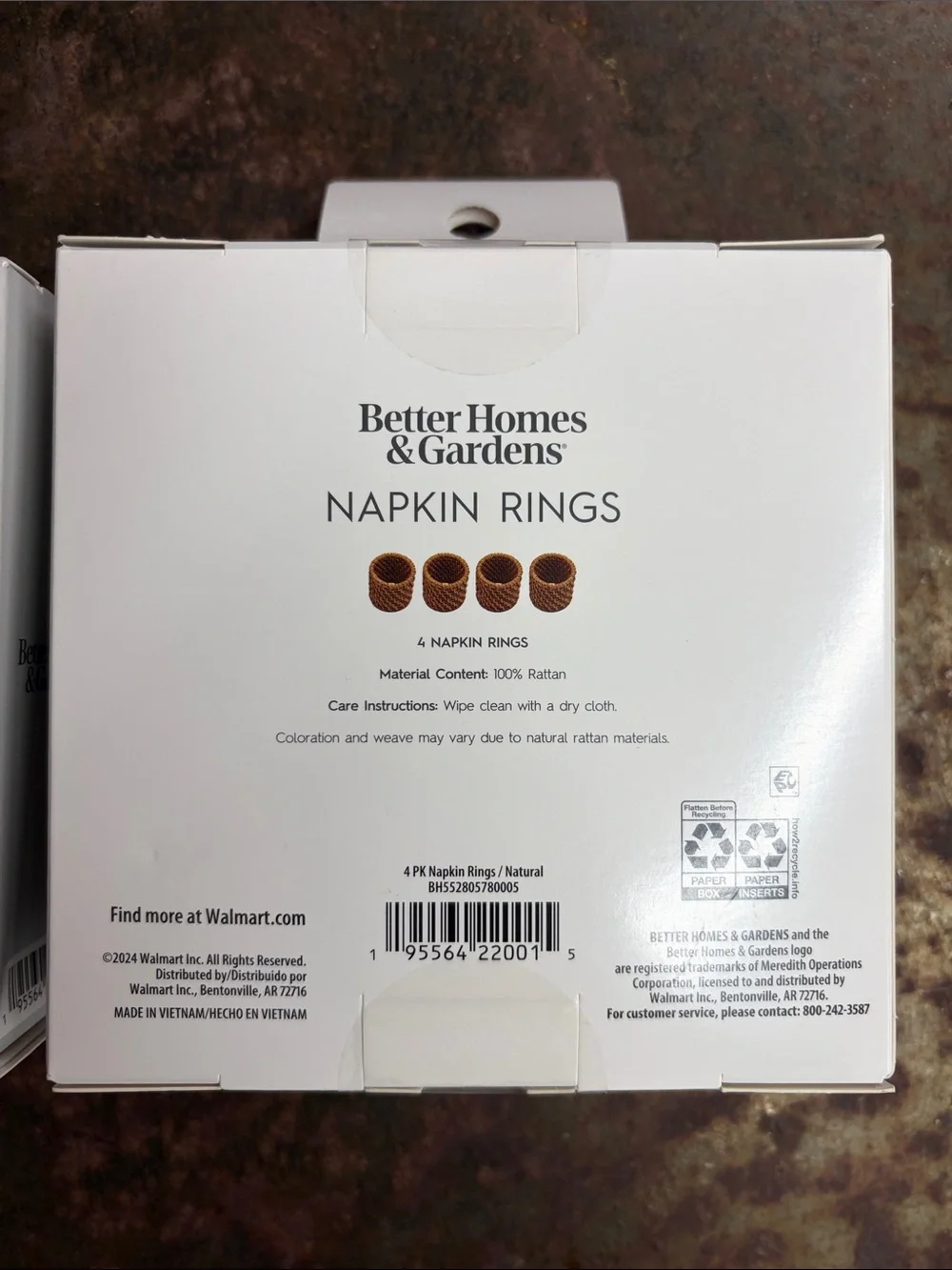 Better Homes & Gardens Woven Rattan Napkin Rings - Natural Tan—Lot of 2 Boxes